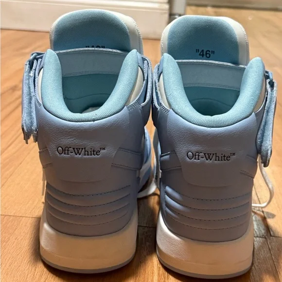 Off-White Out Of Office Mid Leather men Sneaker in White and Baby Blue 13 46 - Picture 5 of 11